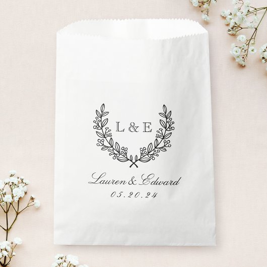 Sachets En Papier Monogramme Initial Classique De Mariage Au Laurier