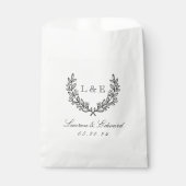 Sachets En Papier Monogramme Initial Classique De Mariage Au Laurier (Devant)