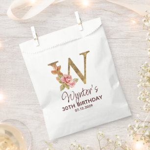 Sachets En Papier Monogramme Lettre W Or Roses Rose Pâle