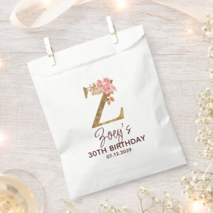 Sachets En Papier Monogramme Lettre Z Or Roses Rose Pâle