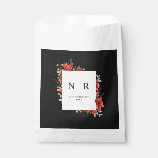 Sachets En Papier Monogramme Mariage Delicate Poppy Dark Mariage (Devant)