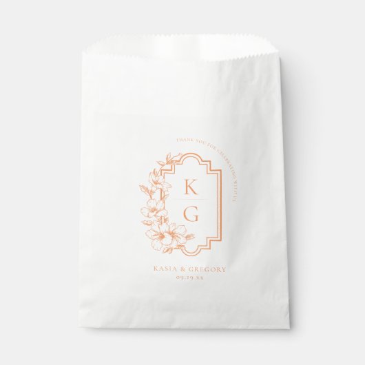 Sachets En Papier Monogramme minimum Faveurs de mariage botanique (Devant)