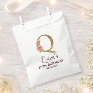 Sachets En Papier Monogramme Or Lettre Q Or Rose Rose Pâle