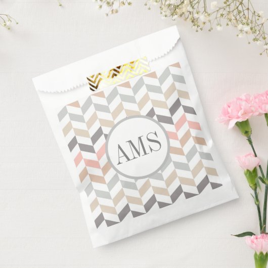 Sachets En Papier Monogramme Pastel Herringbone (Scellé)