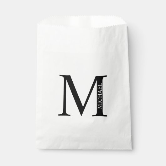 Sachets En Papier Monogramme personnalisé et nom Favoriser le sac (Devant)