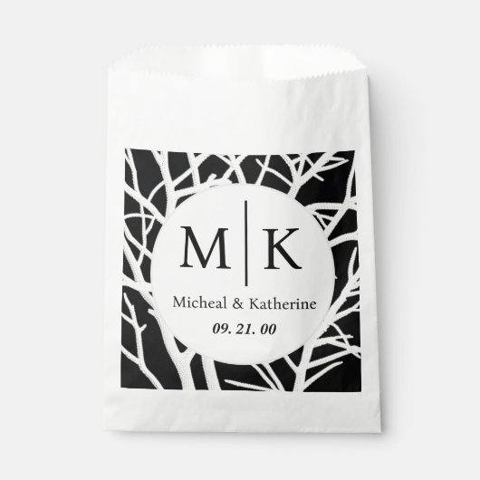 Sachets En Papier Monogramme personnalisé simple noir et blanc Branc (Devant)