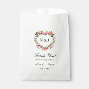 Sachets En Papier Monogramme Romantique Rose coeur floral