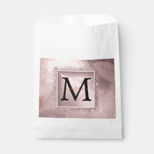 Sachets En Papier Monogramme rose Parties scintillant or (Devant)