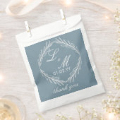 Sachets En Papier Monogramme Script Branch Dusty Blue Mariage (Coupé)