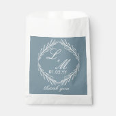 Sachets En Papier Monogramme Script Branch Dusty Blue Mariage (Devant)