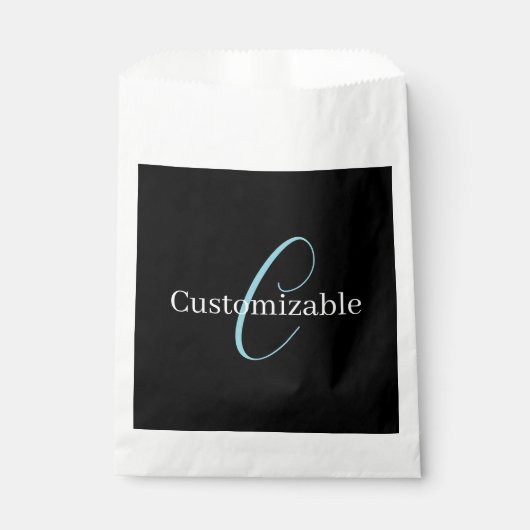 Sachets En Papier Monographie de script cursive modifiable noir bleu (Devant)