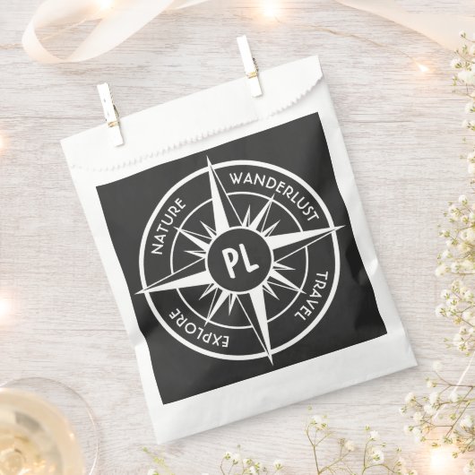 Sachets En Papier Monographie d'emblème de compas noir et blanc (Coupé)