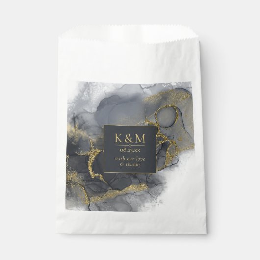 Sachets En Papier Moody Ink Charcoal Gold Abstrait ID988 (Devant)