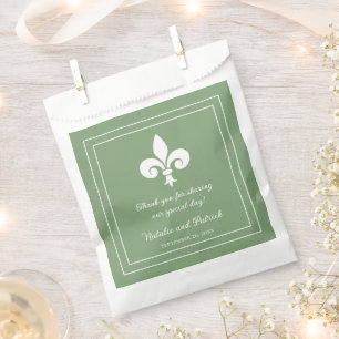Sachets En Papier Moss Green Fleur de Lis Wedding Favor Bags