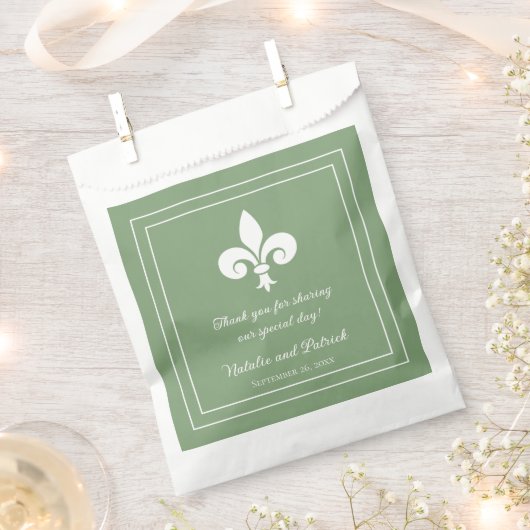 Sachets En Papier Moss Green Fleur de Lis Wedding Favor Bags (Coupé)