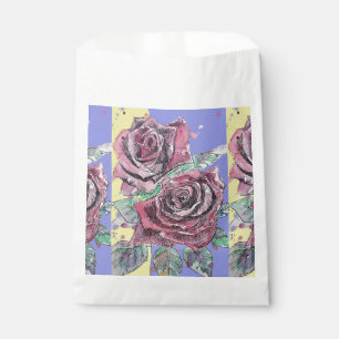 Sachets En Papier Motif à fleurs rouges Aquarelle violette