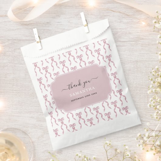 Sachets En Papier Motif de Bow rose Aquarelle (Coupé)