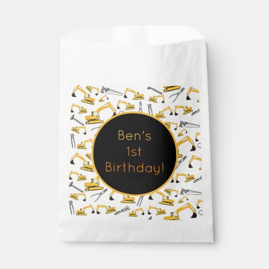 Sachets En Papier Motif des camions et des outils de construction de (Devant)