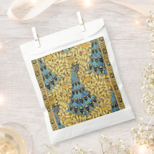Sachets En Papier Motif floral au paon bleu Art nouveau vintage