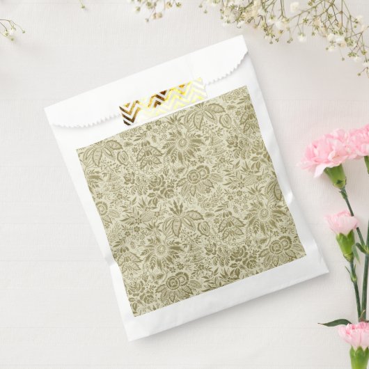 Sachets En Papier Motif Floral Vert Sage Antique Damas (Scellé)