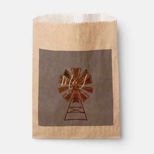 Sachets En Papier Moulin à vent de Ferme Mariage Rustique (Devant)