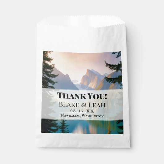 Sachets En Papier Mountain Lake Personalized Wedding Favor Bags (Devant)