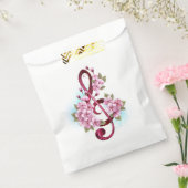 Sachets En Papier Musical treble clef notes with sakura flowers (Scellé)