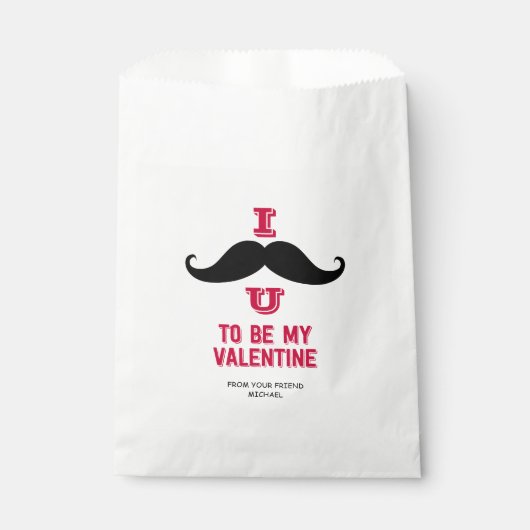 Sachets En Papier Mustache Enfants Classe Valentine Favoriser Sac (Devant)