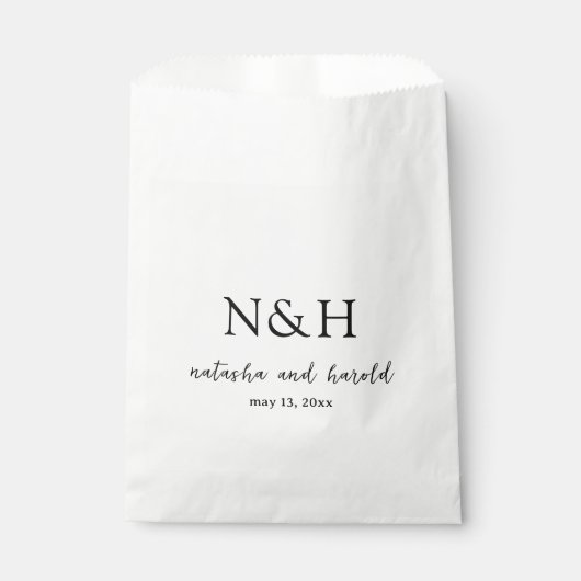 Sachets En Papier Natasha Monogram Mariage moderne (Devant)