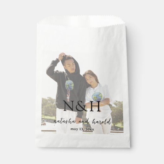 Sachets En Papier Natasha Photo Monogramme Mariage moderne (Devant)