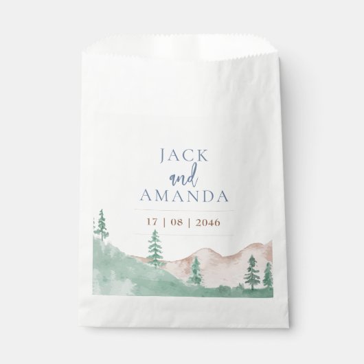 Sachets En Papier Nature Mountain Forest Mariage Faveurs Sac (Devant)