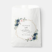 Sachets En Papier Navy Blue Flowers, Pink Flowers, Boho, Birthday (Devant)