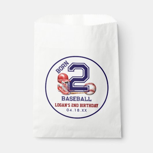 Sachets En Papier Né 2 Baseball | Thème sportif 2e anniversaire du g (Devant)