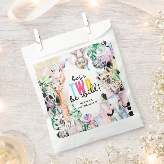 Sachets En Papier Né DEUX être Wild Safari Animaux 2e anniversaire (Coupé)