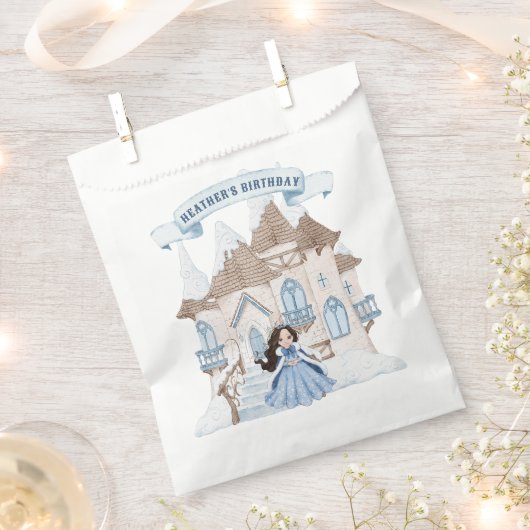 Sachets En Papier Neige hiver foncé Haired Princess Anniversaire (Coupé)