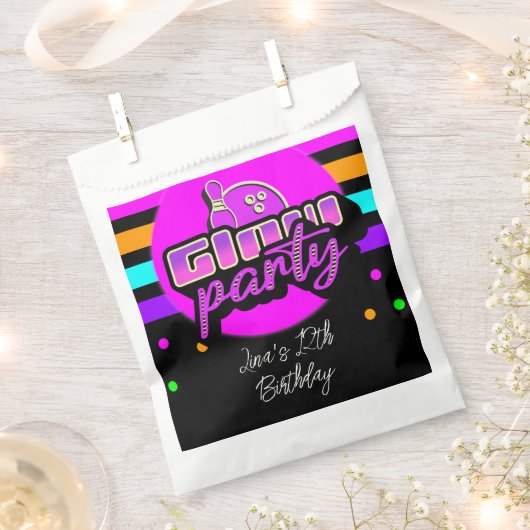 Sachets En Papier Neon Bowling Party Bash fête d'anniversaire (Coupé)