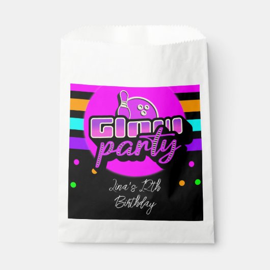 Sachets En Papier Neon Bowling Party Bash fête d'anniversaire (Devant)