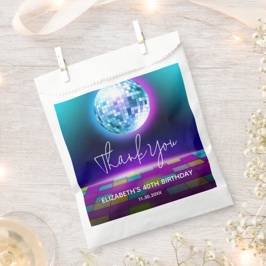 Sachets En Papier Neon Retro Danse Disco Anniversaire Bienvenue (Coupé)