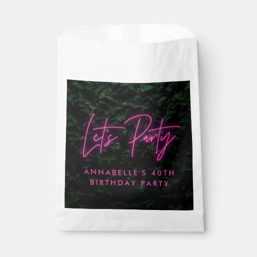 Sachets En Papier Neon rose funky moderne laisse party (Devant)