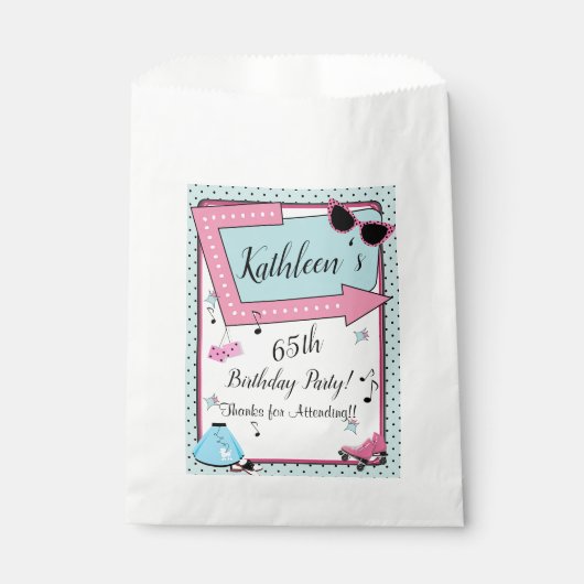 Sachets En Papier N'importe quel âge, anniversaire rétro des années  (Devant)