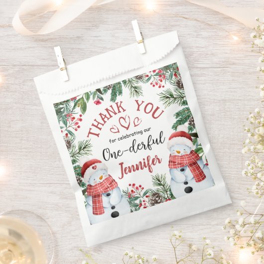 Sachets En Papier Noël 1er Anniversaire mignon Snowman d'hiver (Coupé)
