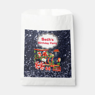 Sachets En Papier Noël Choo Choo Train Blue Faux Parties scintillant