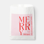 Sachets En Papier Noël Joyeux et rose rouge vif 2025 (Devant)
