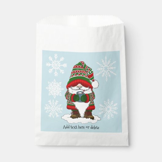 Sachets En Papier Noël Vert Rouge Gnome mou (Devant)
