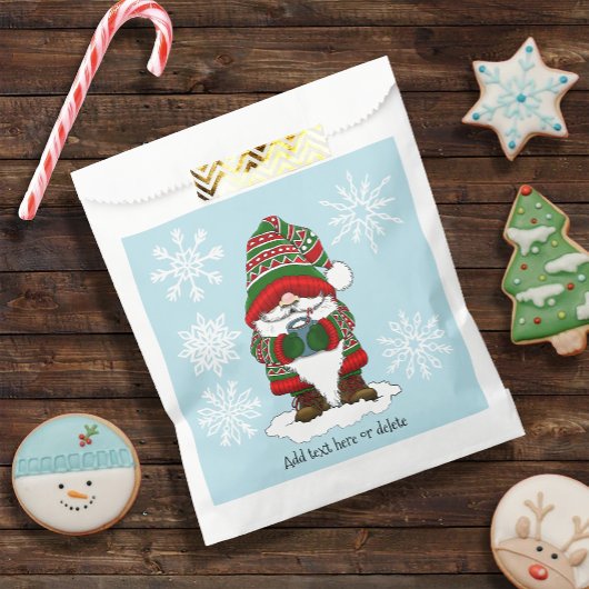 Sachets En Papier Noël Vert Rouge Gnome mou