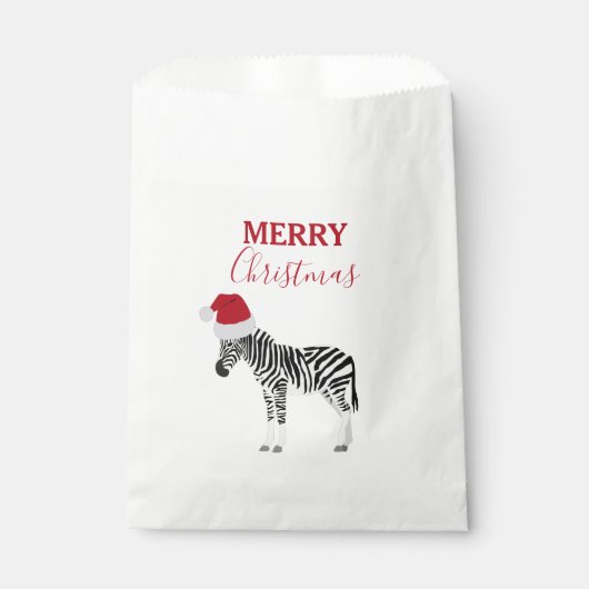 Sachets En Papier Noël Zebra Funny Animal avec Santa Hat (Devant)