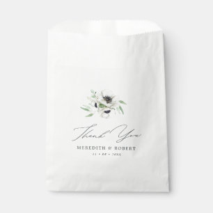 Sachets En Papier Noir & Blanc Anémones Hiver Mariage Merci