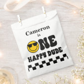 Sachets En Papier Noir Blanc Jaune Un Joyeux Mec 1er anniversaire (Coupé)