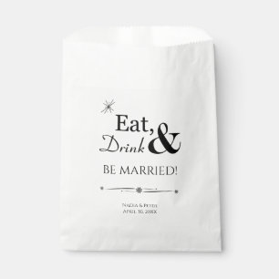Sachets En Papier Noir blanc manger boire et être marié Retro Mariag
