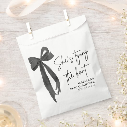 Sachets En Papier Noir Bow Elle se marie Shower Nuptial (Coupé)
